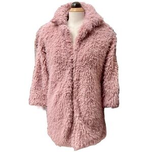 Cozy pink super soft long line  teddy bear jacket size large
